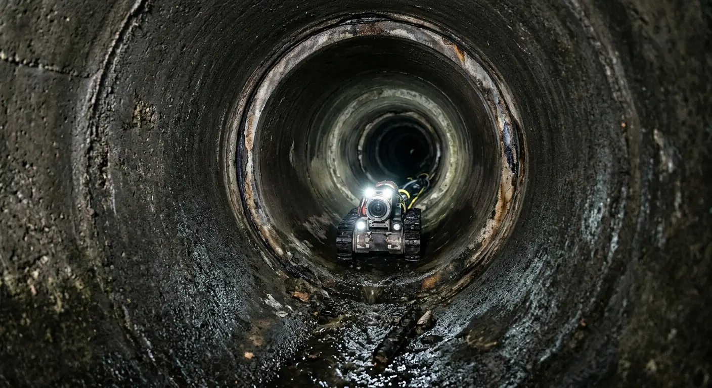 Robotic sewer camera inspecting pipe interior for Sewer Line Repair in Le Roy